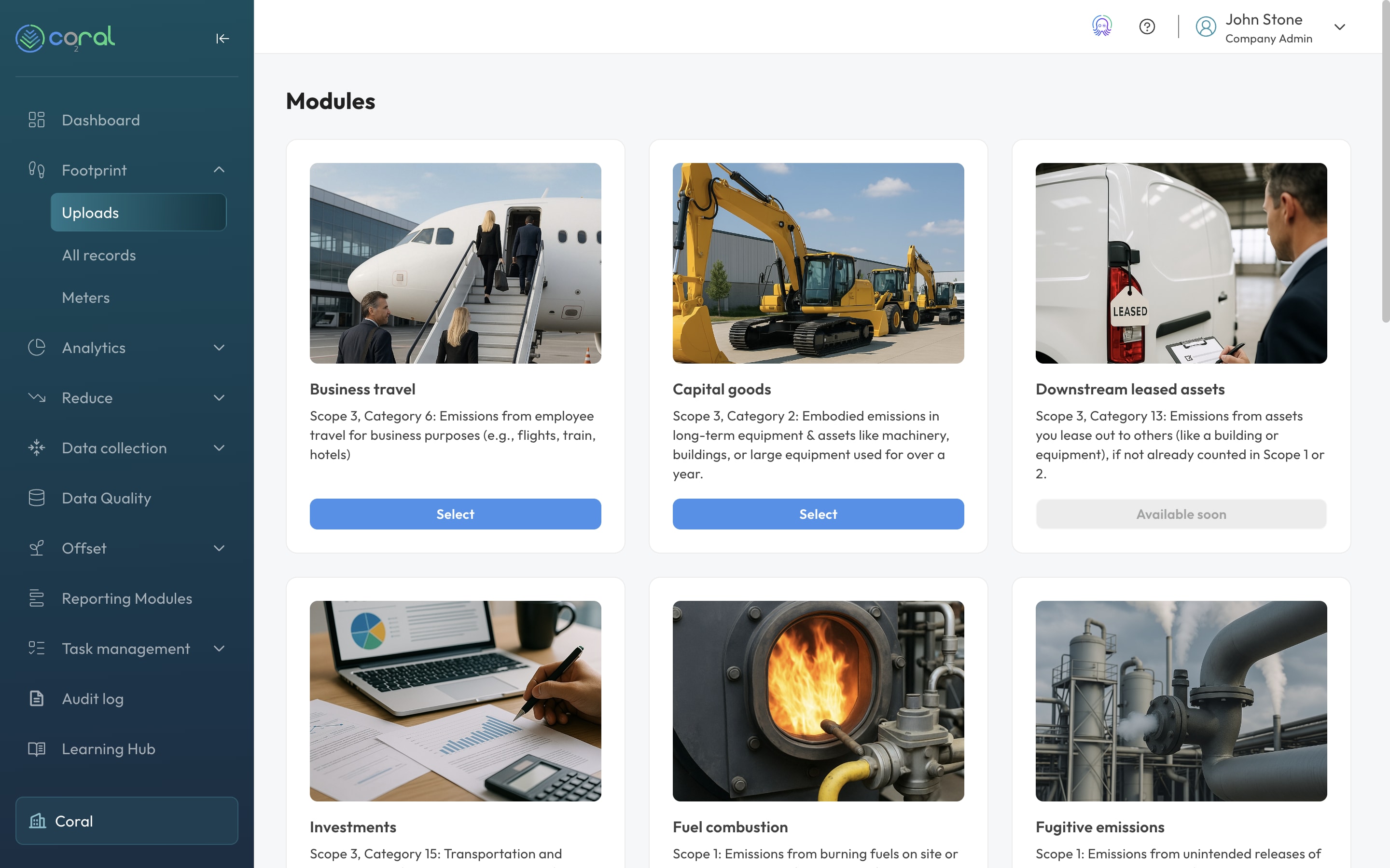 Coral platform screen: Centralize your data